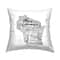Stupell Industries Wisconsin State Outline Shape Typography Cities Throw Pillow, 18" x 18"